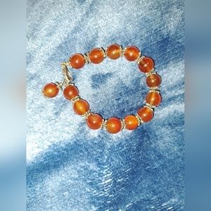 Glass Fire Agate Beaded Bracelet